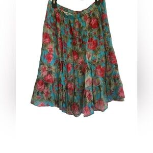 SOLITAIRE Los Angeles Boho floral Cotton MIDI skirt Size Large